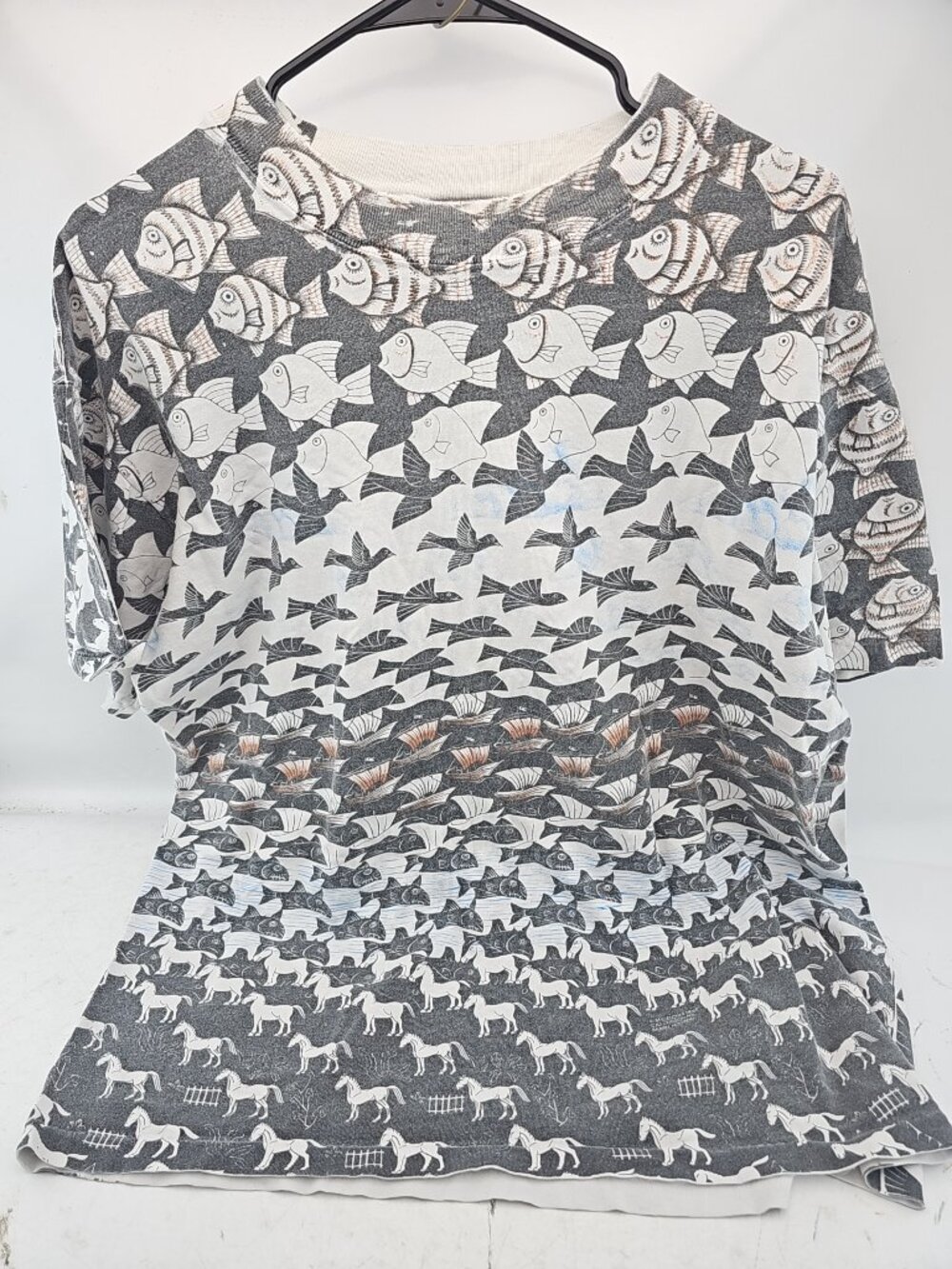 Vintage Andazia M.C. Escher Metamorphosis All Over Print Tee